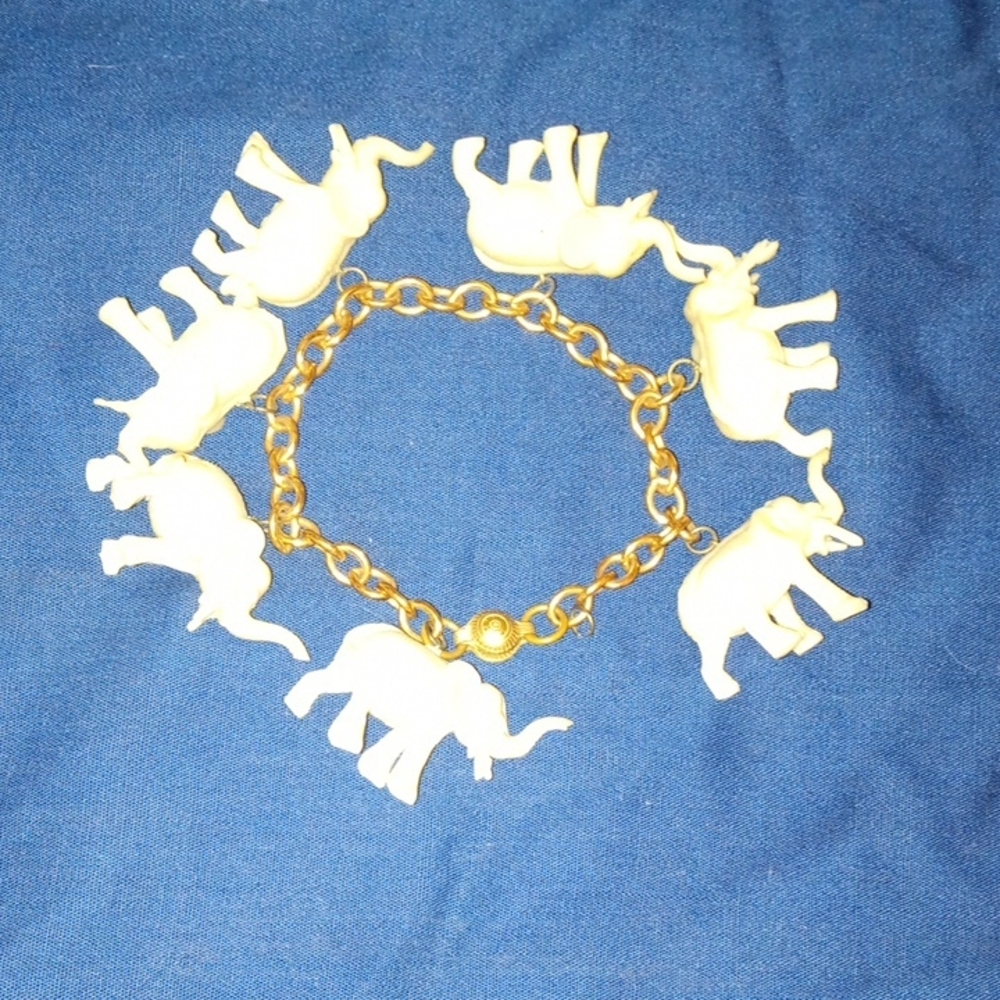 1920s Celluloid Elephant Charm Bracelet Extraordinary Craftsmanship